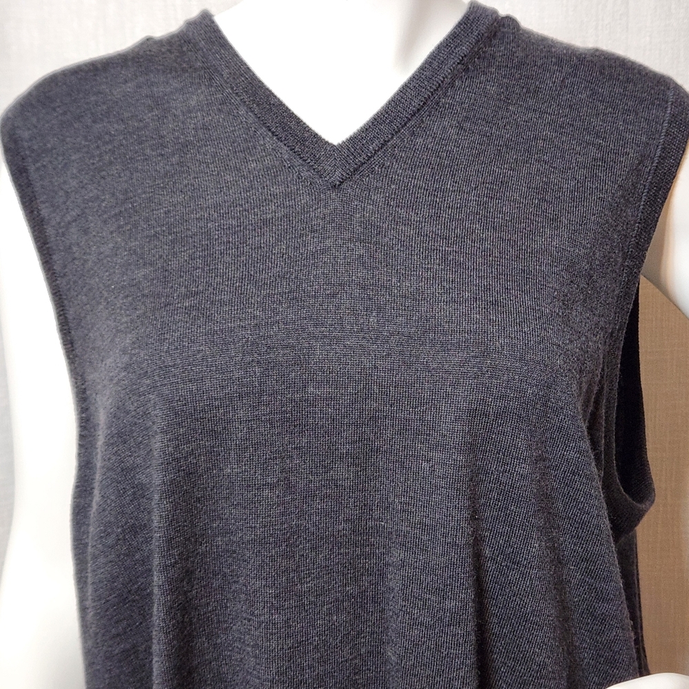 Bobby Jones Merino Wool Sweater Vest Black Golf Mens V Neck Golf Preppy Large